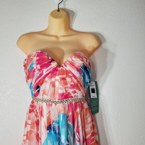 As U Wish Love Reign Strapless Floral Dress Size 5 With Rhinestone Waistband - Picture 3 of 14